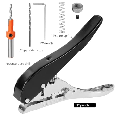 Hetkrishi 5 Pcs Single Hole Punch, 5/16inch Heavy Duty Hole Puncher, Edge Banding Punching Pliers Punching Tool with Limiters＆Countersink Drill for Paper Cards, Hard Film, Thin Wood - Image 5