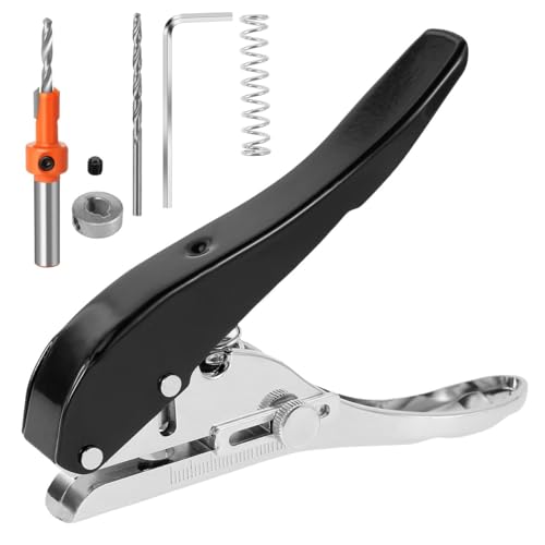 Hetkrishi 5 Pcs Single Hole Punch, 5/16inch Heavy Duty Hole Puncher, Edge Banding Punching Pliers Punching Tool with Limiters＆Countersink Drill for Paper Cards, Hard Film, Thin Wood - Image 1