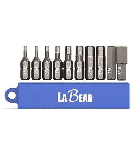 LABEAR -10-Piece SAE Hex Head Allen Wrench Screwdriver Bit Set. S2 Stee, 1" long Bits for Assembly(1/16", 5/64", 3/32", 1/8", 9/64", 5/32", 3/16", 7/32", 1/4", 5/16") - Image 1