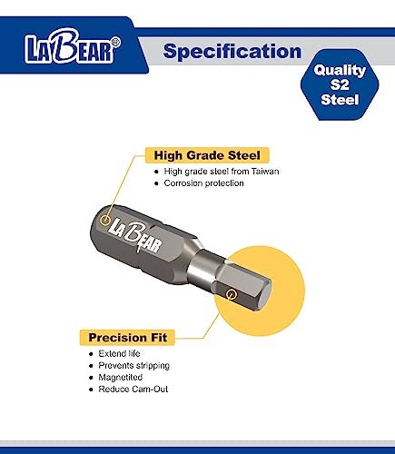 LABEAR -10-Piece SAE Hex Head Allen Wrench Screwdriver Bit Set. S2 Stee, 1" long Bits for Assembly(1/16", 5/64", 3/32", 1/8", 9/64", 5/32", 3/16", 7/32", 1/4", 5/16") - Image 3
