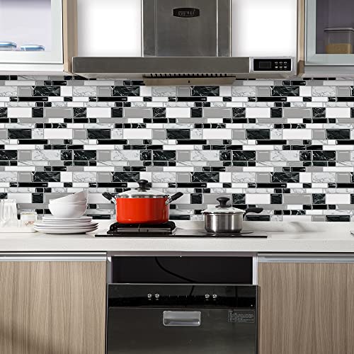 Ist Momoreo 10-Sheet Peel and Stick Backsplash Tiles 12"x12" Self-Adhesive Tile Sticker for Kitchen Bathroom, White Black Marble - Image 3