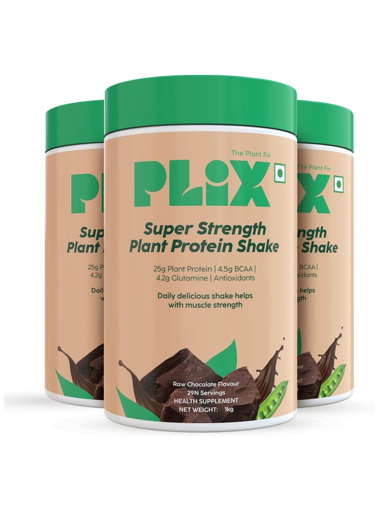 PLIX THE PLANT FIX Strength Vegan Protein Powder 3 Kg (Chocolate) Pea Protein Isolate And Brown Rice Blend, 25 G Protein - Image 1
