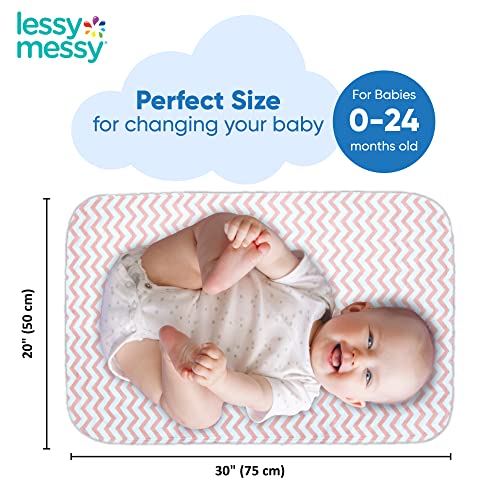 Lessy Messy Waterproof Baby Changing Pad for Dresser - Extra Large Diaper Changing Mat | High-Temperature Safe & Easy to Clean | Portable Travel Changing Pad (Peach Chevron) - Image 3