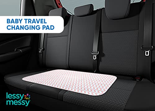 Lessy Messy Waterproof Baby Changing Pad for Dresser - Extra Large Diaper Changing Mat | High-Temperature Safe & Easy to Clean | Portable Travel Changing Pad (Peach Chevron) - Image 5