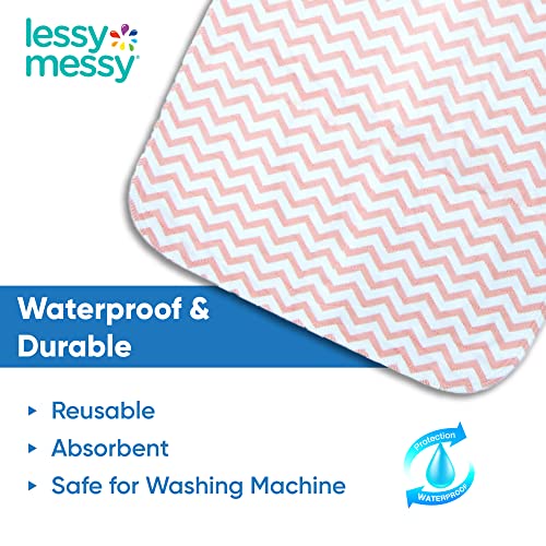Lessy Messy Waterproof Baby Changing Pad for Dresser - Extra Large Diaper Changing Mat | High-Temperature Safe & Easy to Clean | Portable Travel Changing Pad (Peach Chevron) - Image 4