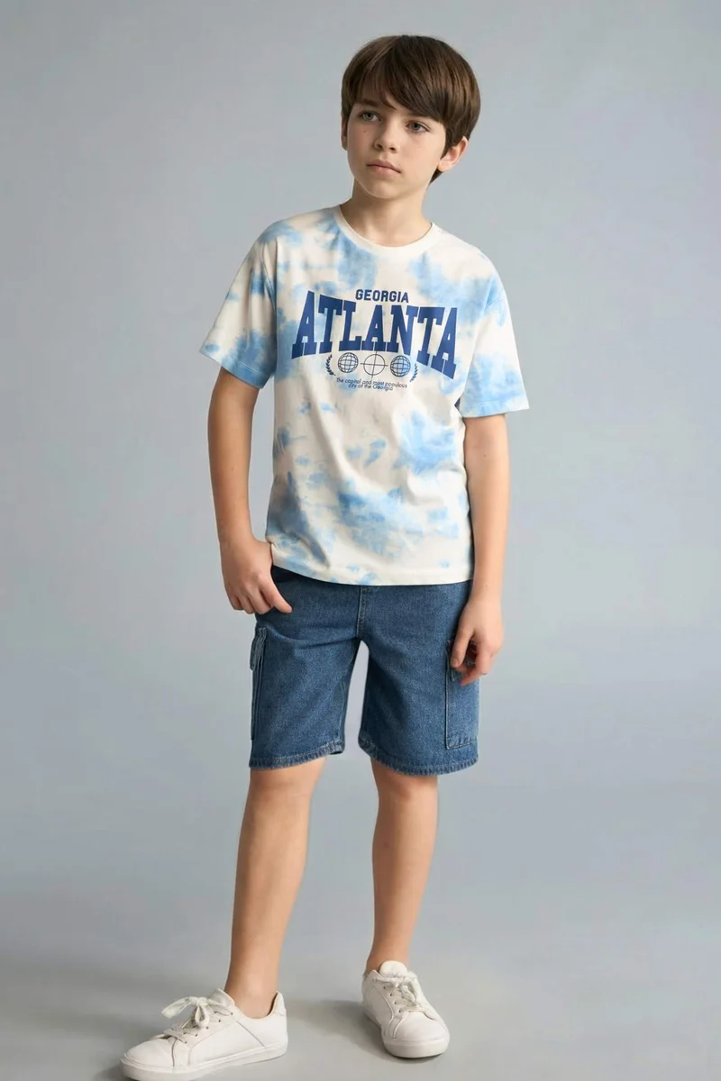 ديفاكتو Boy New Regular Fit Printed Short Sleeve T-Shirt