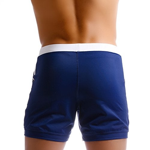 Taddlee Men Swimwear Swimsuits Solid Basic Long Swim Boxer Trunks Board Shorts (S,Blue) - Image 2