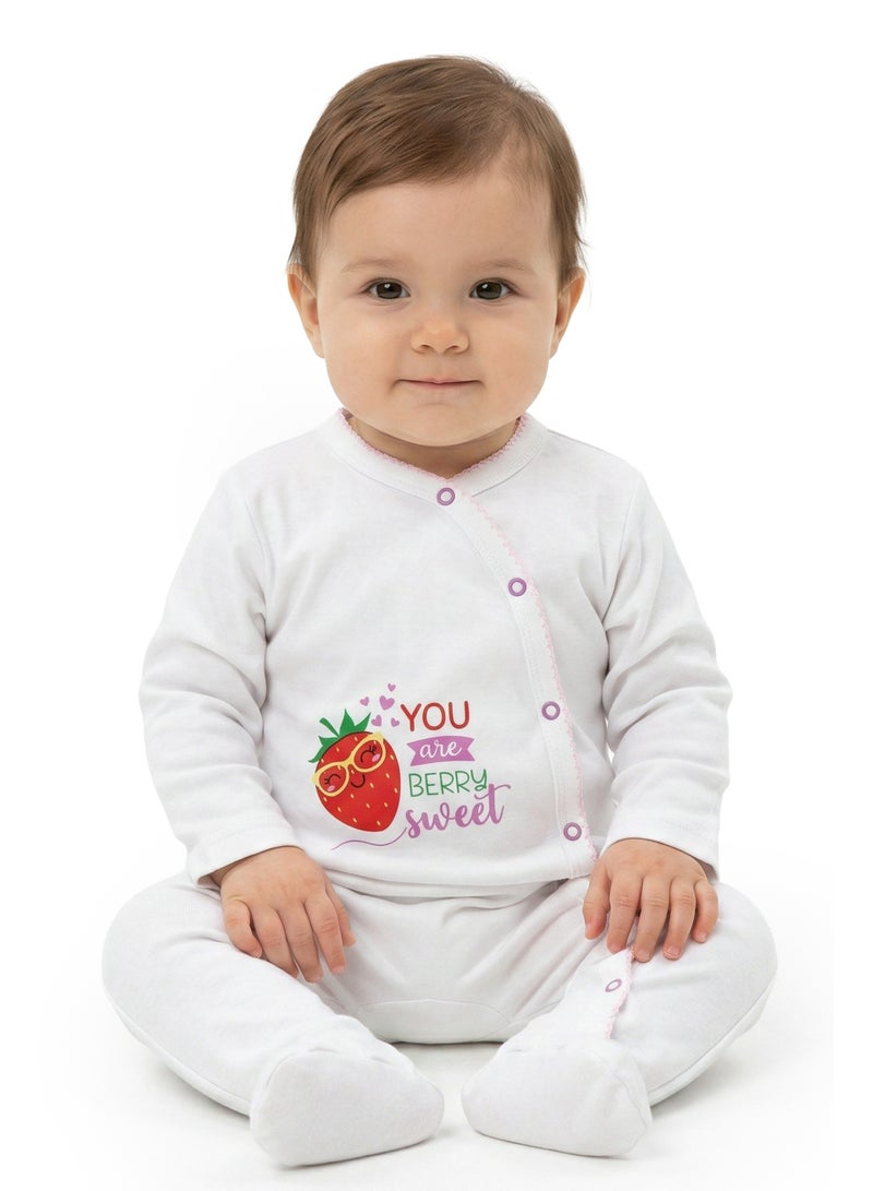 AIKO Infant Girls “Berry Sweet” Printed Cotton Sleepsuit - Image 1