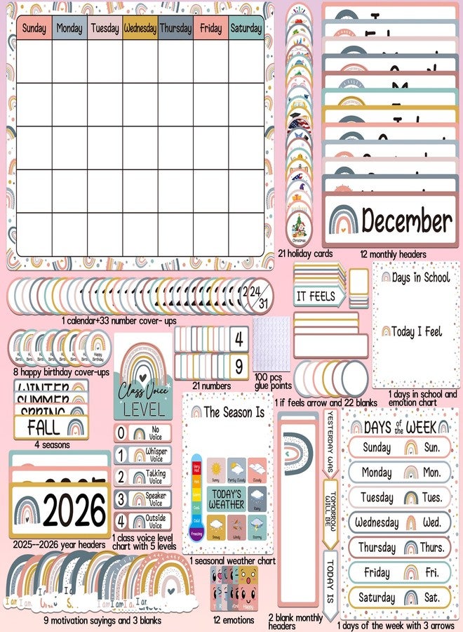 BelleAngle Rainbow Calendar Bulletin Board Set Calendar Seasons Weather Chart for School Classroom Wall Decoration - Image 2