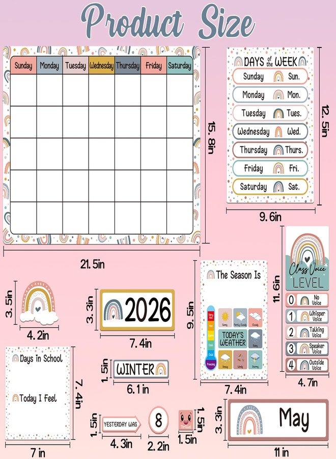 BelleAngle Rainbow Calendar Bulletin Board Set Calendar Seasons Weather Chart for School Classroom Wall Decoration - Image 3
