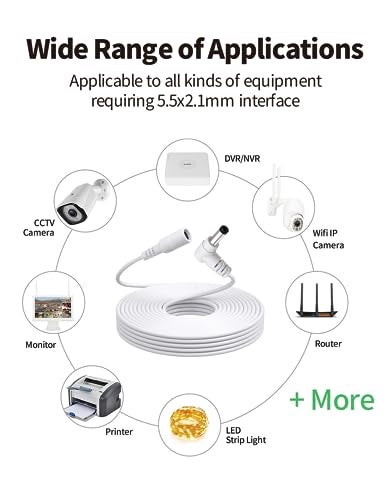 Tonton DC Power Extension Cable 1M 3.3FT 5.5mm x 2.1mm 90 Degree Right Angle Female to DC Male Power Adapter Cord for CCTV Security Camera Surveillance LED Strip DVR NVR Router Guitar Effect Pedal - Image 5