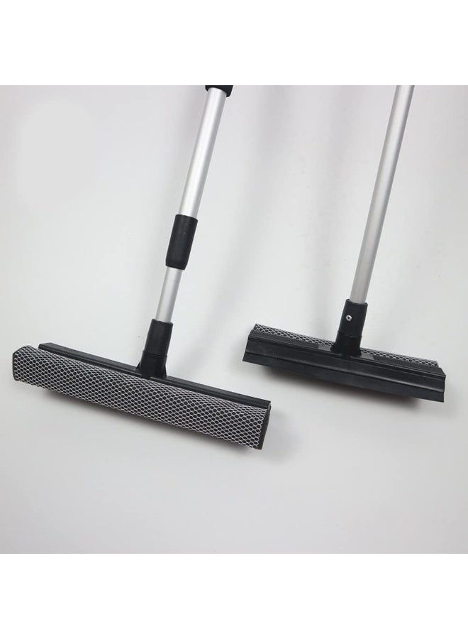 ماسحة نوافذ 2 في 1 بتصميم تلسكوبي – أداة تنظيف زجاج مزدوجة الجانبين بمقبض ألومنيوم طويل – مزودة بإسفنجة ومنشفة لتنظيف النوافذ والأبواب الزجاجية والمرايا والحمامات - Image 5