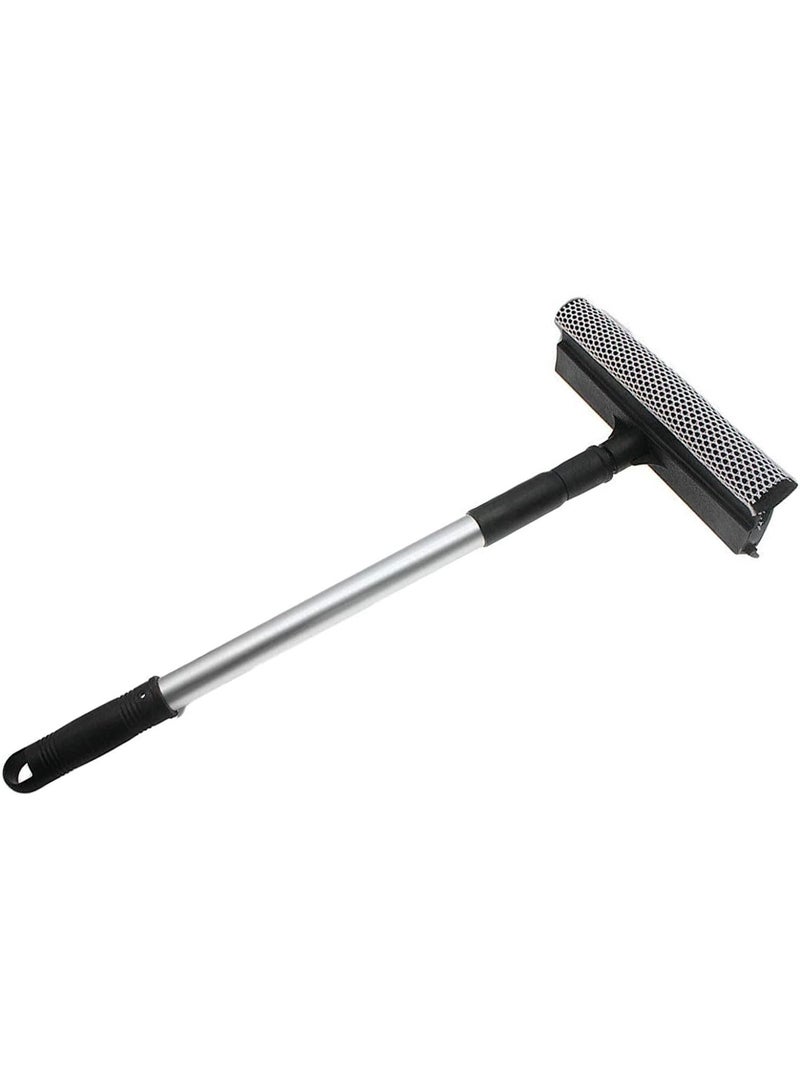 ماسحة نوافذ 2 في 1 بتصميم تلسكوبي – أداة تنظيف زجاج مزدوجة الجانبين بمقبض ألومنيوم طويل – مزودة بإسفنجة ومنشفة لتنظيف النوافذ والأبواب الزجاجية والمرايا والحمامات - Image 1