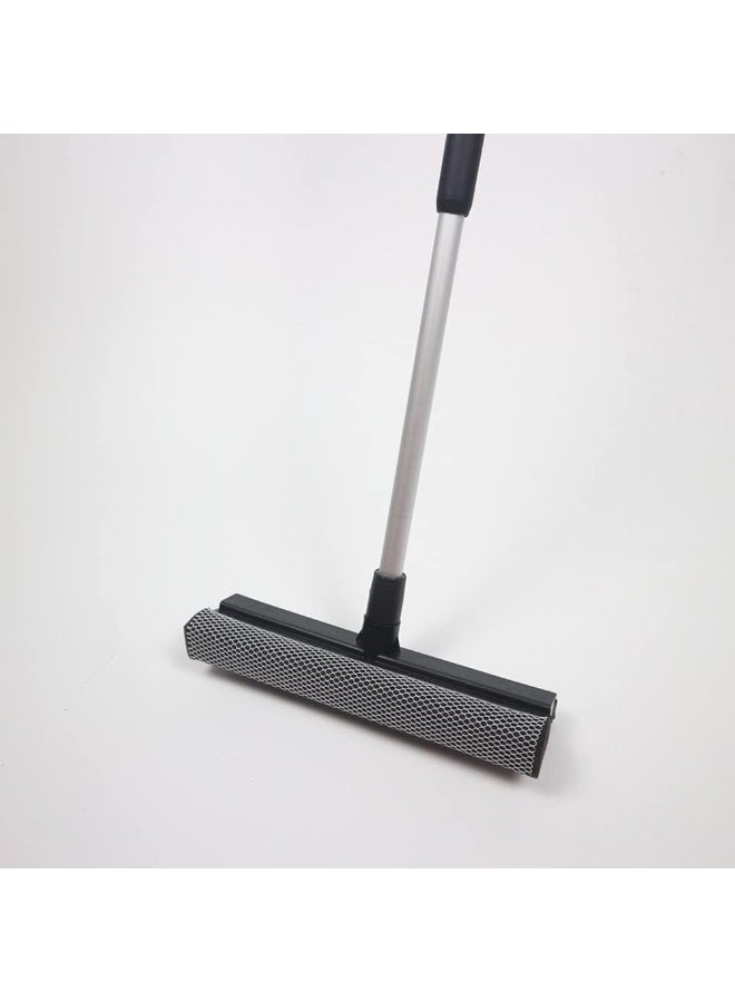 ماسحة نوافذ 2 في 1 بتصميم تلسكوبي – أداة تنظيف زجاج مزدوجة الجانبين بمقبض ألومنيوم طويل – مزودة بإسفنجة ومنشفة لتنظيف النوافذ والأبواب الزجاجية والمرايا والحمامات - Image 2