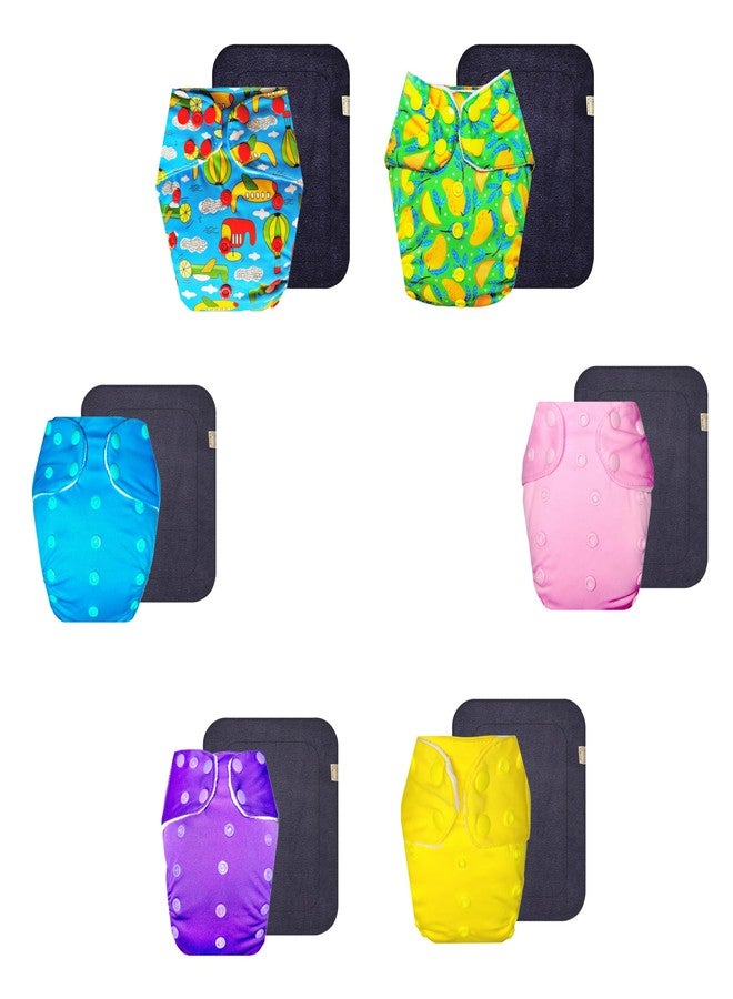 Dumbledo Premium Cloth Diaper with Gray Insert (Pack of 6) | Snug Fit | 6-Layer Absorbent Pad | Easy to Clean | Everyday Diapering Essential | 3 Months - 3 Years | Unisex Baby - Image 1