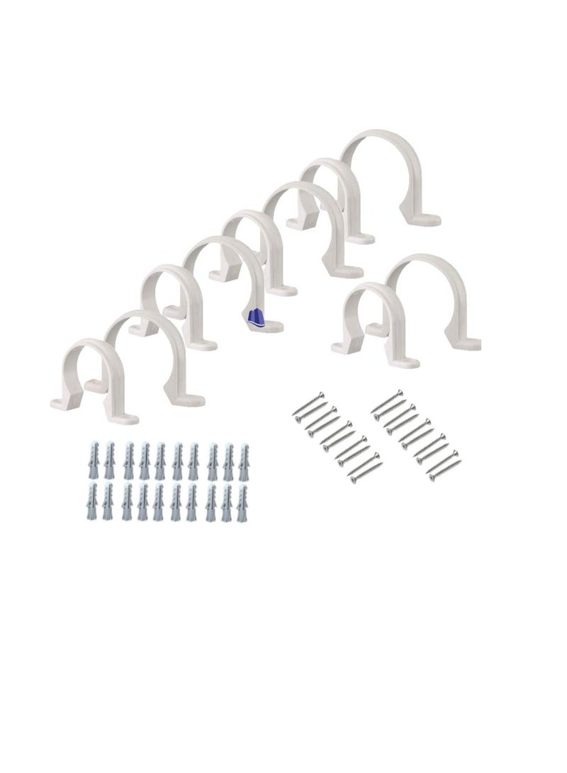 PVC White U Clamps Fastener Hanger Pipe Clamps Clip with Screw, for Conduit Pipe Fixing Bracket and Support Water Pipe and Gas Pipe 10 Pcs (1/2 Inch) - Image 1