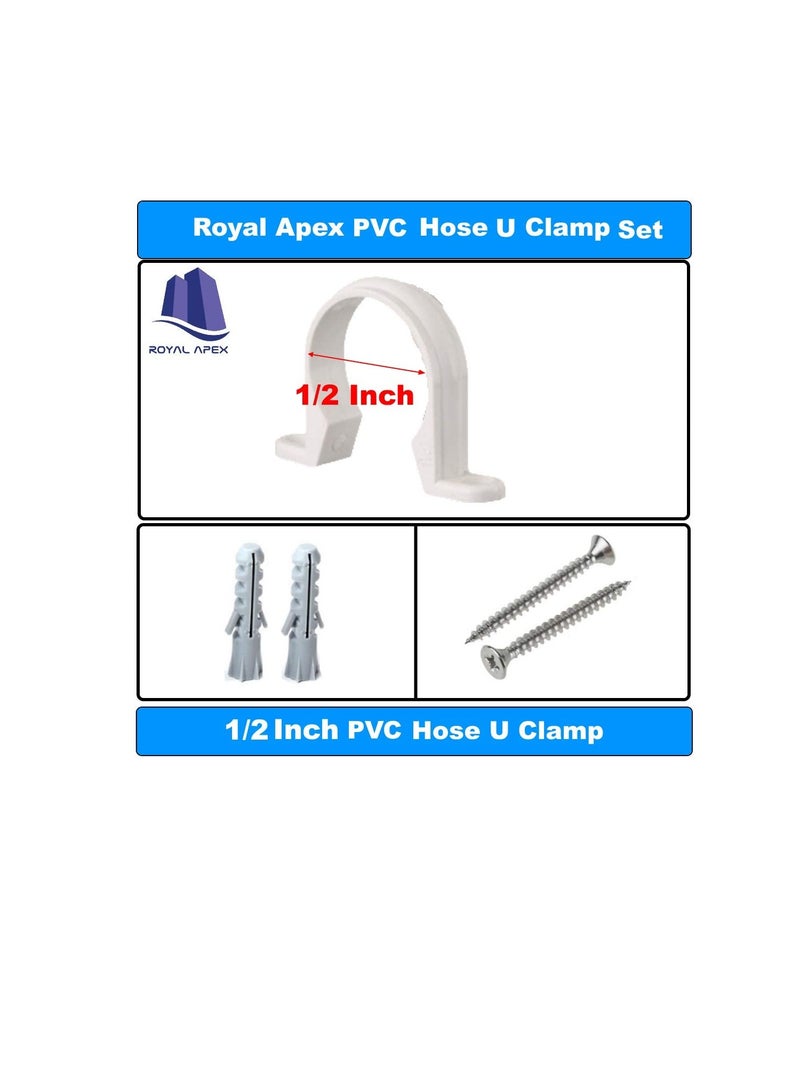 PVC White U Clamps Fastener Hanger Pipe Clamps Clip with Screw, for Conduit Pipe Fixing Bracket and Support Water Pipe and Gas Pipe 10 Pcs (1/2 Inch) - Image 3