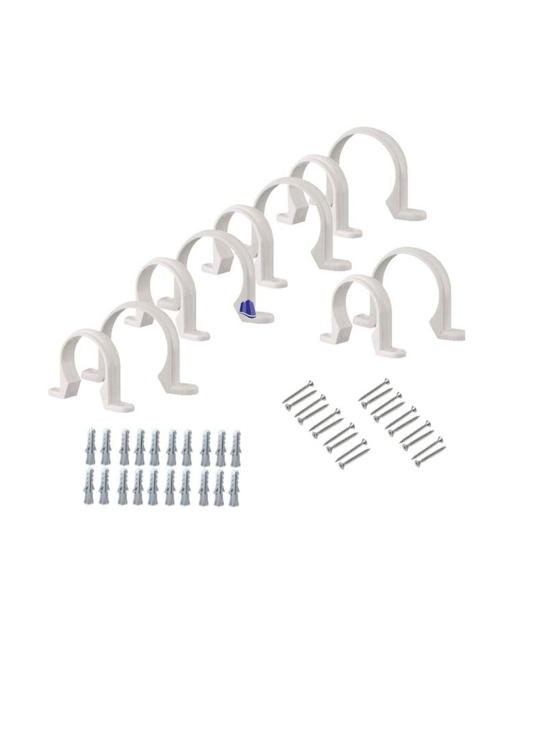 Generic - PVC White U Clamps Fastener Hanger Pipe Clamps Clip with Screw, for Conduit Pipe Fixing Bracket and Support Water Pipe and Gas Pipe 10 Pcs (1/2 Inch) - Image 1