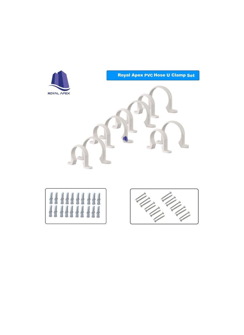 Generic - PVC White U Clamps Fastener Hanger Pipe Clamps Clip with Screw, for Conduit Pipe Fixing Bracket and Support Water Pipe and Gas Pipe 10 Pcs (1/2 Inch) - Image 1