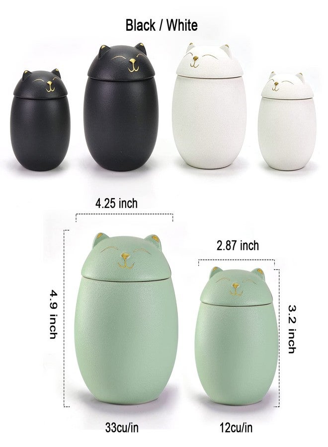 جرة رماد للقطط والكلاب من MEETPET، متوفرة بمقاسين: 3.2 × 2.9 و 4.9 × 4.25. جرة رماد على شكل قطة مبتسمة مع بطاقة تذكارية. جرار لحفظ رماد حيوانك الأليف (12 بوصة مكعبة، أخضر). - Image 3