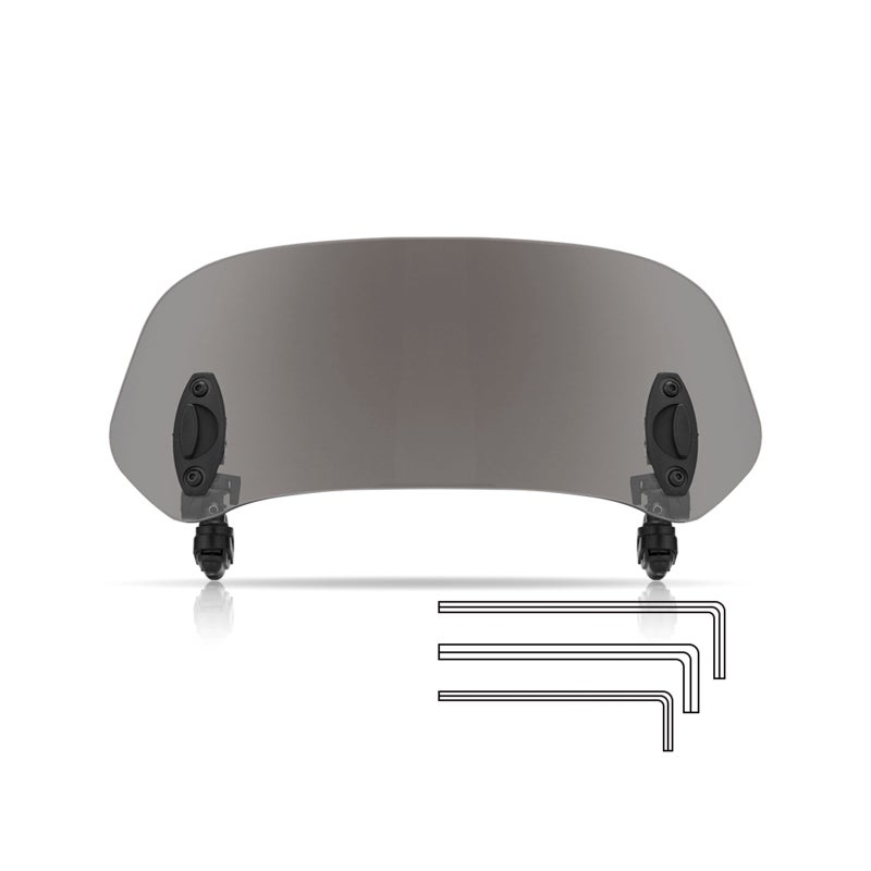 Motorcycle Wind Deflector, Adjustable Clip On Windshield Extension Universal for Motorcycle Scooter ADV, Smoke Gray, 28.5×11cm - Image 1