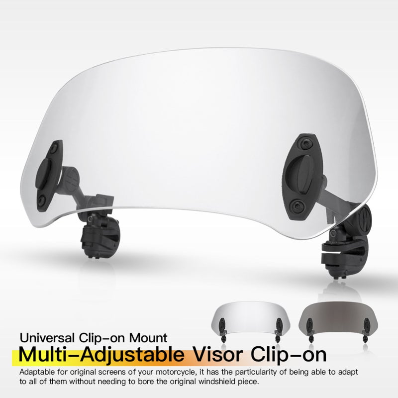 Motorcycle Wind Deflector, Adjustable Clip On Windshield Extension Universal for Motorcycle Scooter ADV, Smoke Gray, 28.5×11cm - Image 3