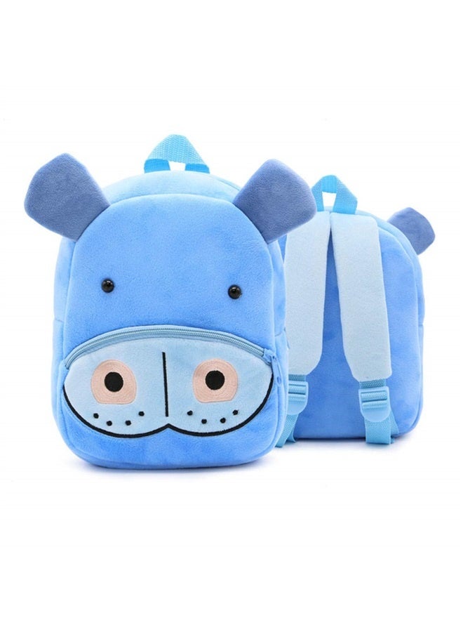 Cute Toddler Backpack,Cartoon Cute Animal Plush Backpack Toddler Mini School Bag for Kids Age 1-4 Years Old(Hippo)  - Image 1