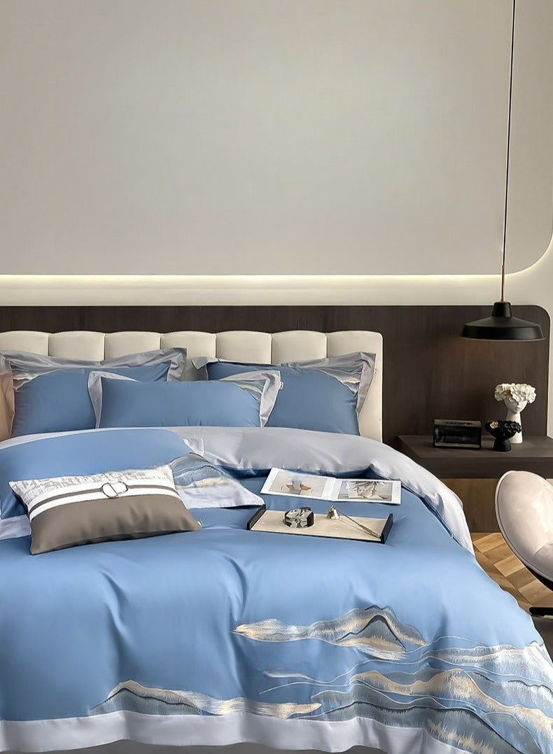 Bed Sheet Style — French High-End 80 Thread Pure Cotton Embroidered Bedding Four Piece Set - Image 4