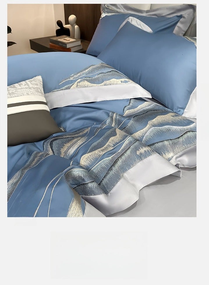 Bed Sheet Style — French High-End 80 Thread Pure Cotton Embroidered Bedding Four Piece Set - Image 5