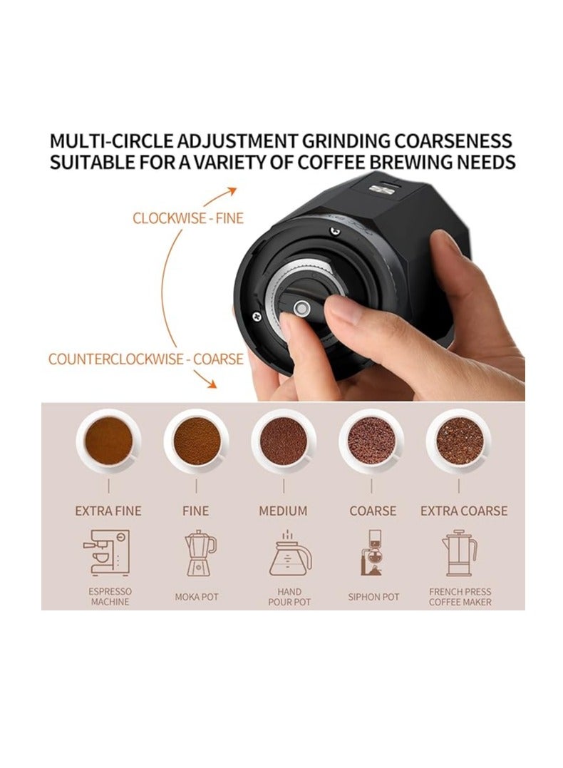CircleJoy CIRCLE JOY Coffee Grinder Electric with Ceramic Blade and Adjustable Coarseness, Rechargeable One Touch Coffee Bean Grinder, Silver - Image 3