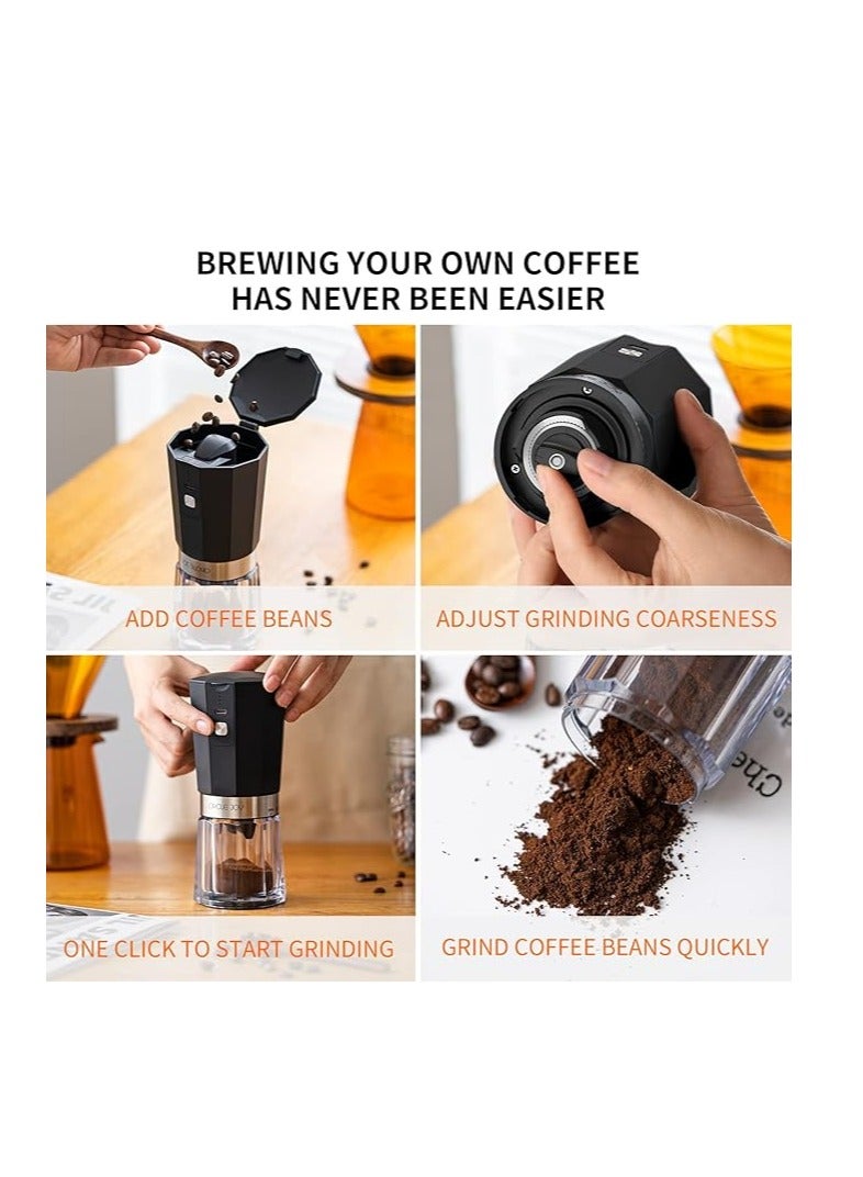 CircleJoy CIRCLE JOY Coffee Grinder Electric with Ceramic Blade and Adjustable Coarseness, Rechargeable One Touch Coffee Bean Grinder, Silver - Image 5