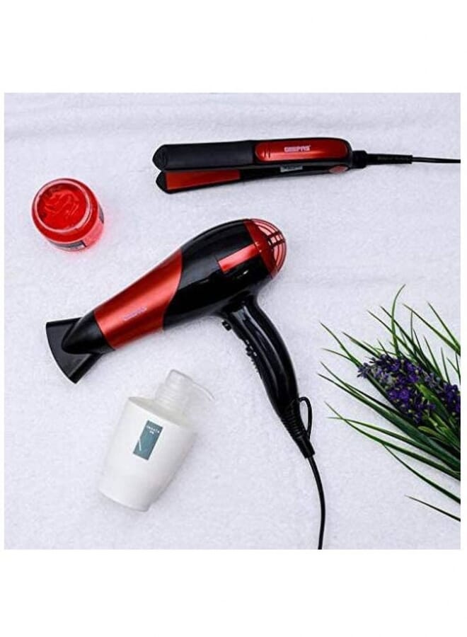 GEEPAS Hair Dryer & Straightener Combo Red - Image 1