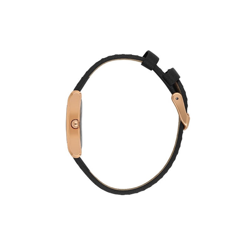 دانيل كلاين ساعة نسائية سوار جلد | علبة من سبيكة الذهبي الوردي | تناظري | قرص أسود مربع بنمط شعاعي | كوارتز ياباني | فاخر | مقاومة للماء حتى عمق 30 مترًا - Image 2