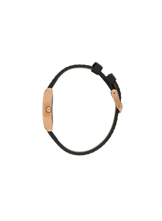 DANIEL KLEIN Women's Leather Rose Gold Alloy Case Analog Black Square Sunray Dial Japanese Quartz Premium 30 Meters Water Resistant