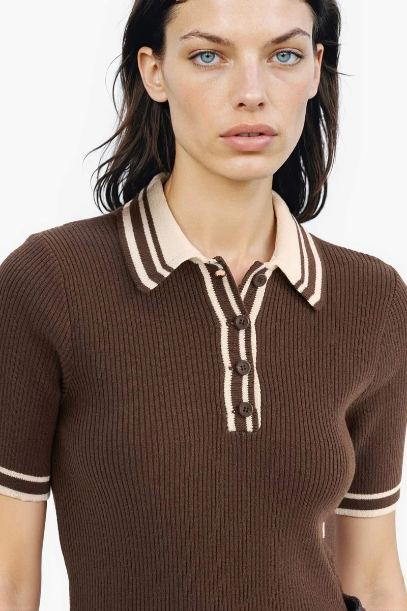 ديفاكتو Regular Fit Polo Collar Ribana Pullover