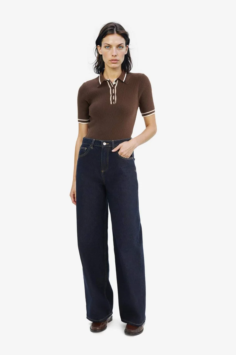 ديفاكتو Regular Fit Polo Collar Ribana Pullover