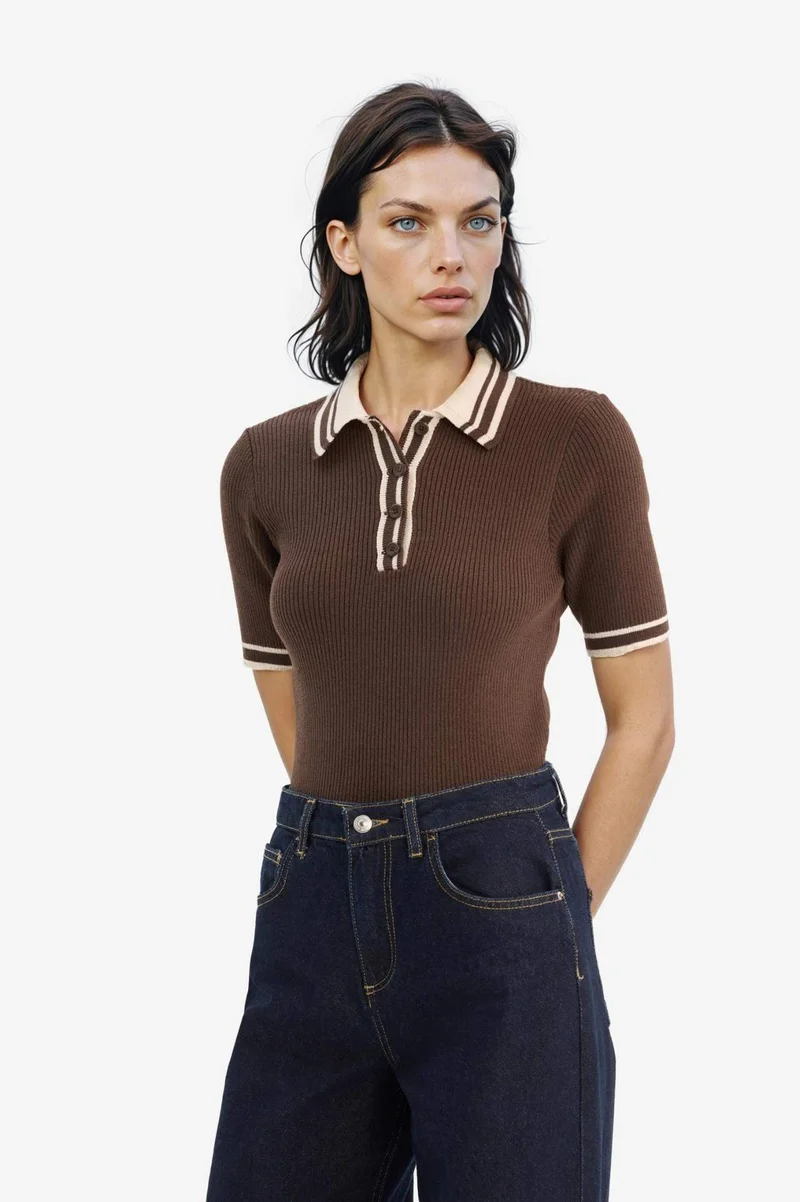 DeFacto Regular Fit Polo Collar Ribana Pullover