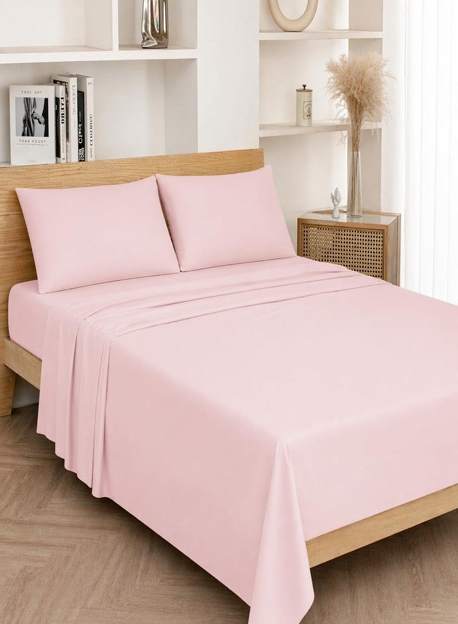 KEDARA CLOTH ملاءة سرير كيدارا المصنوعة من الألياف الدقيقة بنسبة 100%، ناعمة، مقاومة للتجاعيد، مزودة بمطاط محيطي لتثبيت محكم (وردي، 75 × 48، مقاس كامل) - Image 1