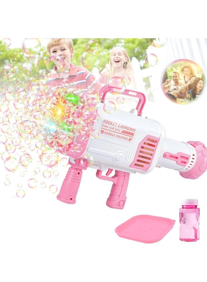 AYBIA Bubble Maker Gun - 32-Hole Bubble Machine Gun - Bazooka Bubble Machine - Bubble Blaster for Kids Outdoor Indoor, Parties, Halloween Easter New Year's Birthdays Christmas Gifts - Pink