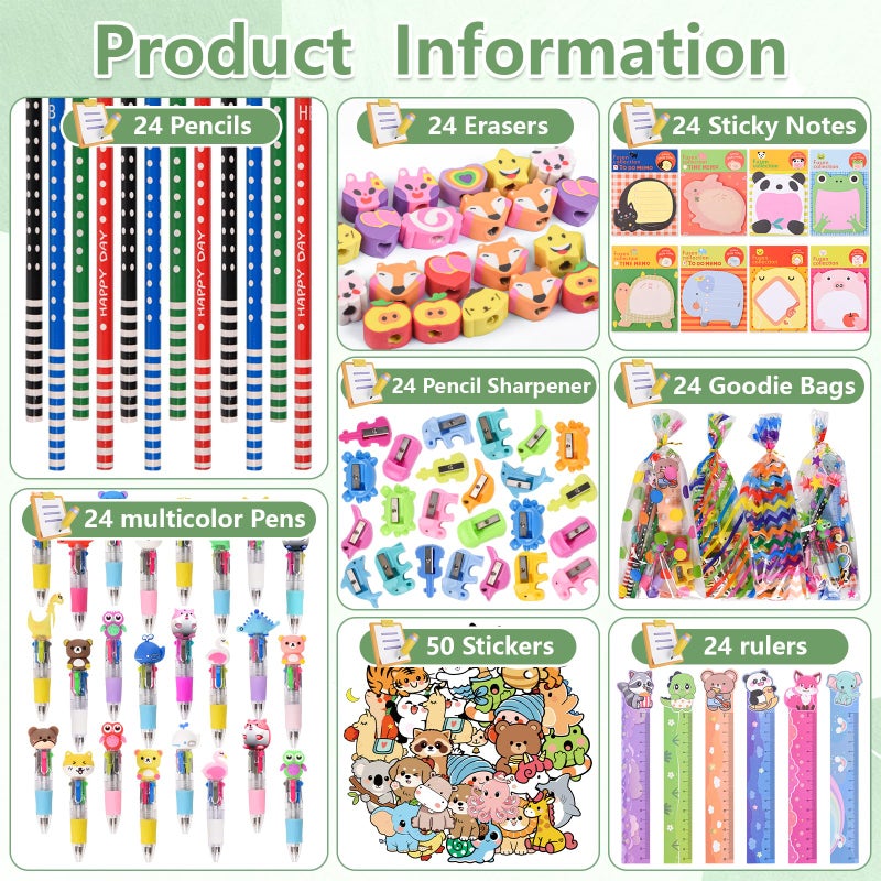Ulema 24 Pack Cute Cartoon Animal Stationery Set,Birthday Gifts for Boys Girls School Goodie Bags School Classroom Games Rewards. - Image 2