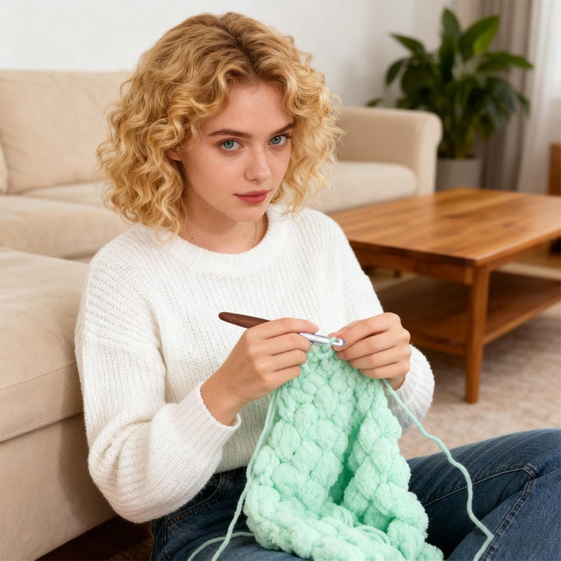 مجموعة خطاطيف الكروشيه الخشبية من خشب الزان المريح، 8 قطع، إبر حياكة خفيفة الوزن للمبتدئين في الحرف اليدوية والصناعة الذاتية - Image 3