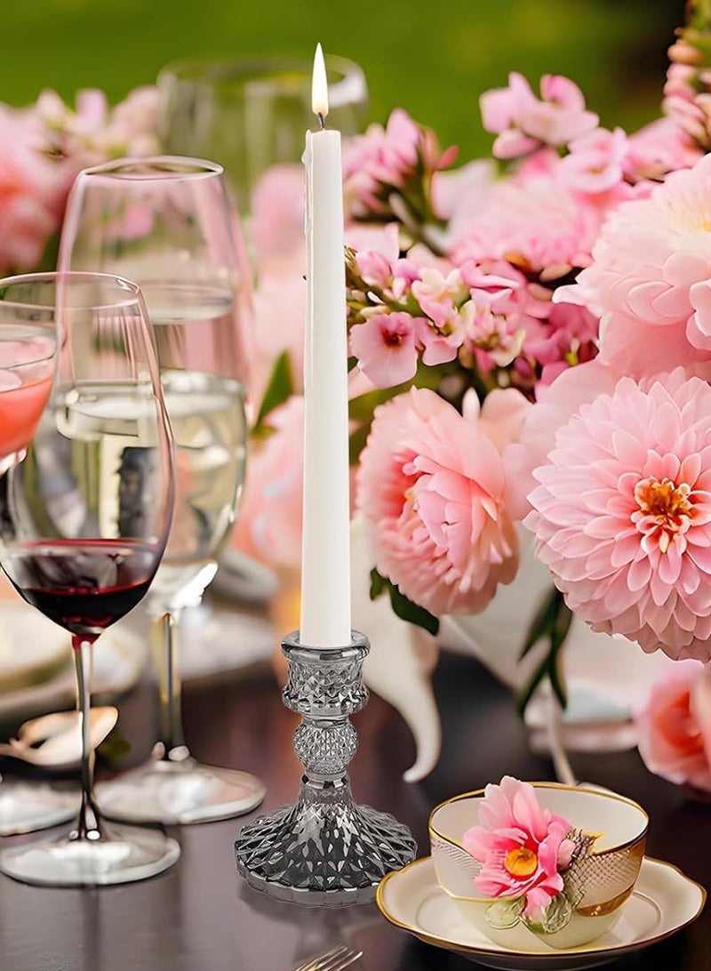 WangPangZi Crystal Candle Holder Set of 2 pcs, Glass Candlestick Holder,  for Wedding Party Table Anniversary Dining Room Table Home Dinner Table Home Decor (Grey) - Image 3