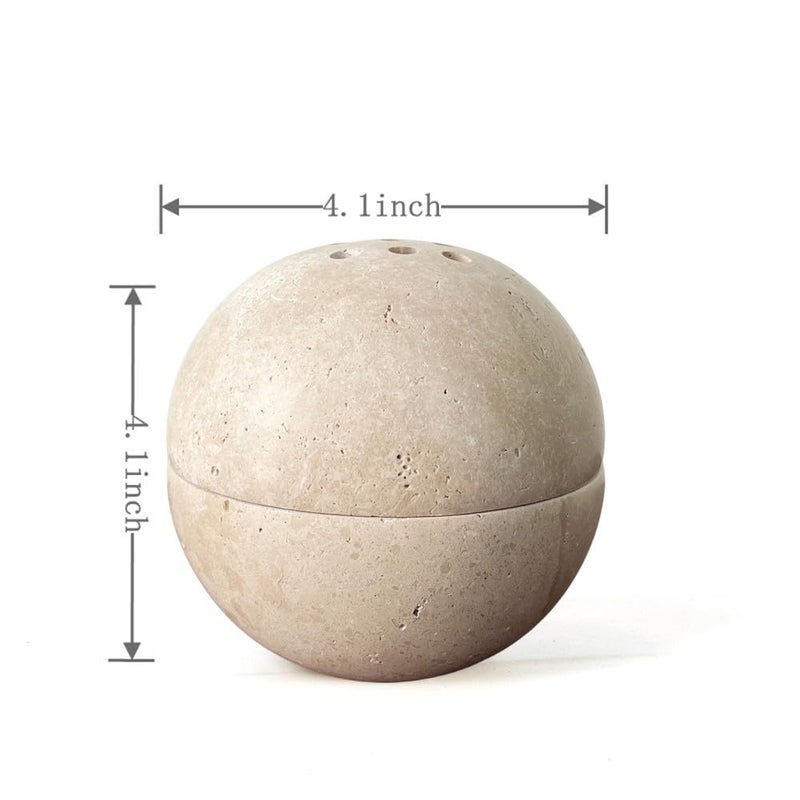 Saidkocc 9 Holes Handmade Natural Marble Round Incense Burner Holder For Meditation Decorative Room/Kitchen/Coffee Shop (Beige Travertine Stone) - Image 4