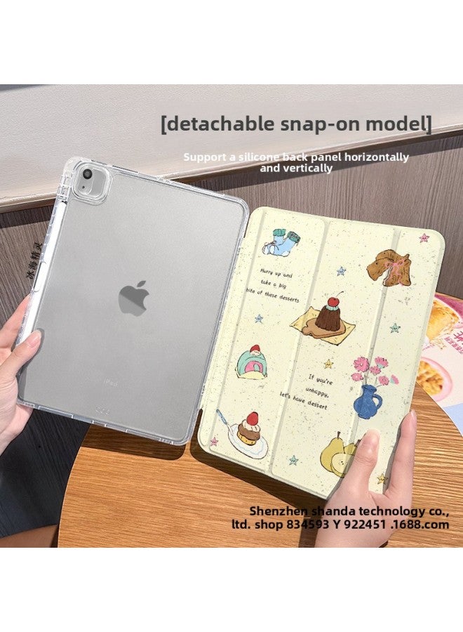 【Shell Pattern X Lock Buckle Split】 Applicable Ipadpro Protective Cover Air6 30% Fold 10.2 Drop-resistant Mini 9-Color:Buckle Split-horizontal And Vertical Support-silicone 70% Off Style + Pen Slot 【ll2376 Retro Pudding】-Applicable Models:Ipad Pro 2020 Full Screen ( 11inch )