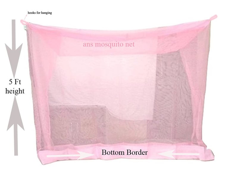 ANS Mosquito Net HDPE Heavy Quality 6.5 x 8 Ft Large Size – Pink Nylon Bed Net with Border, Breathable & Durable Mosquito Protection Net for Bed - Image 5