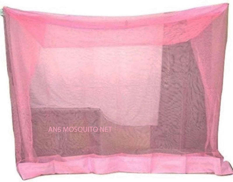 ANS Mosquito Net HDPE Heavy Quality 6.5 x 8 Ft Large Size – Pink Nylon Bed Net with Border, Breathable & Durable Mosquito Protection Net for Bed - Image 1