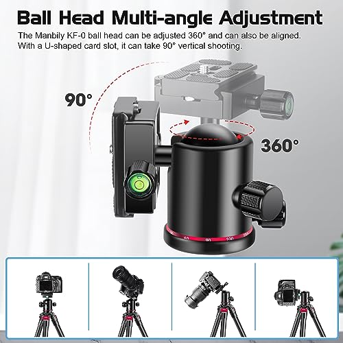 Manbily Ball Head Manbily Tripod Head Metal Aluminum Body 360° Panoramic Monopod Head with Extra Arca Swiss Quick Release Plate, Load up to 17.6lbs/8kg,Camera Head for DSLR, Camcorder, Slider (Red) - Image 5