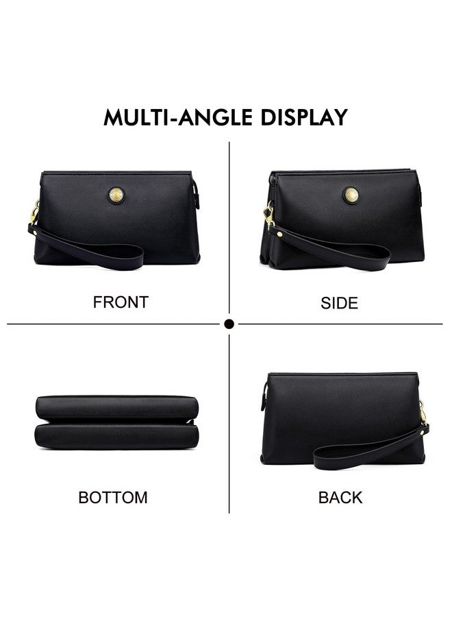 PEACOCKTION Peacocktion Black Wristlet Wallets for Women Leather RFID Wallet Women with Zipper Travel Purses  - Image 1