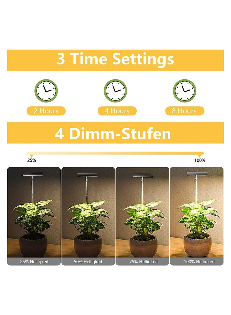 NIBEMINENT SYOSI LED Plant Lamp for Indoor, Full Spectrum 4 Brightness Light with 2/4/8 Auto Timer, Height-Adjustable Growth Seedlings and Succulents Flowers, Energy Class A, 2 Pcs, White - Image 3