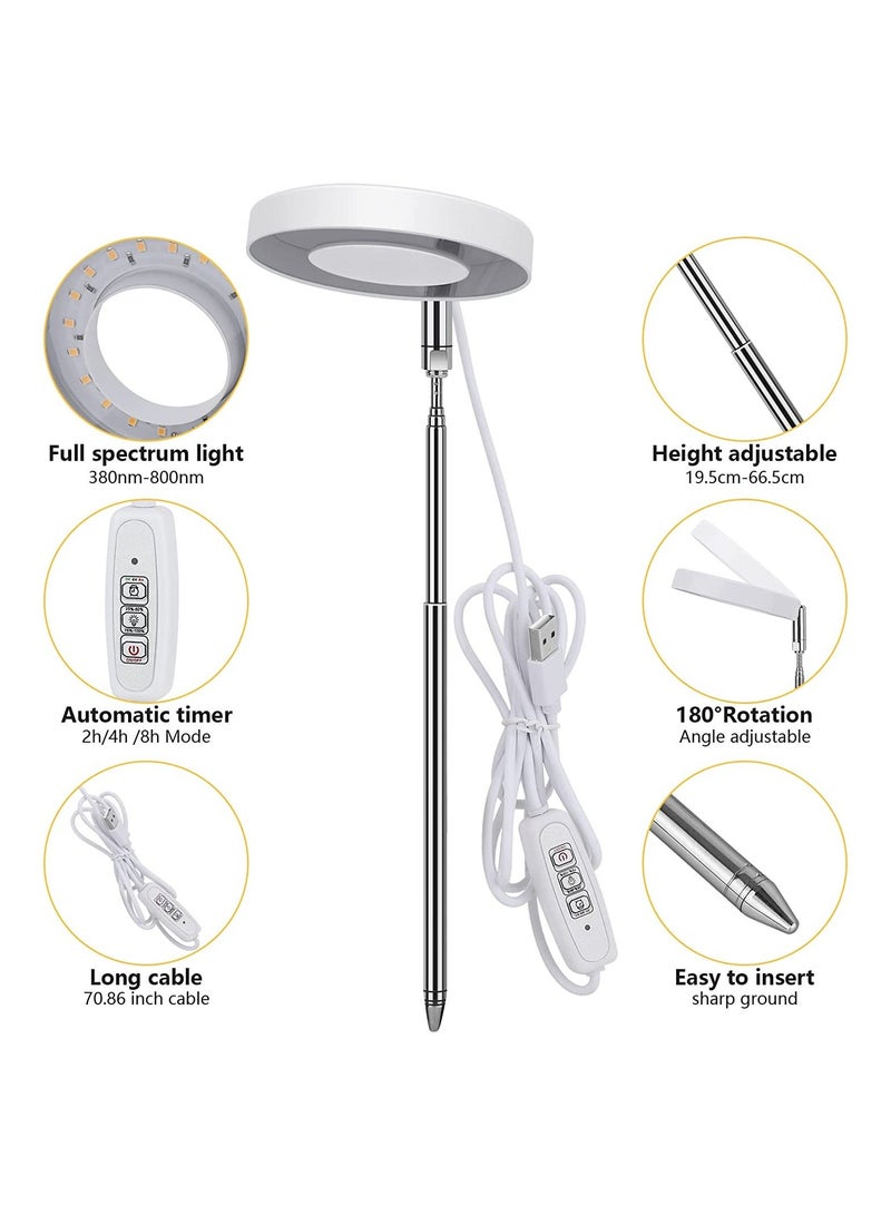 NIBEMINENT SYOSI LED Plant Lamp for Indoor, Full Spectrum 4 Brightness Light with 2/4/8 Auto Timer, Height-Adjustable Growth Seedlings and Succulents Flowers, Energy Class A, 2 Pcs, White - Image 4